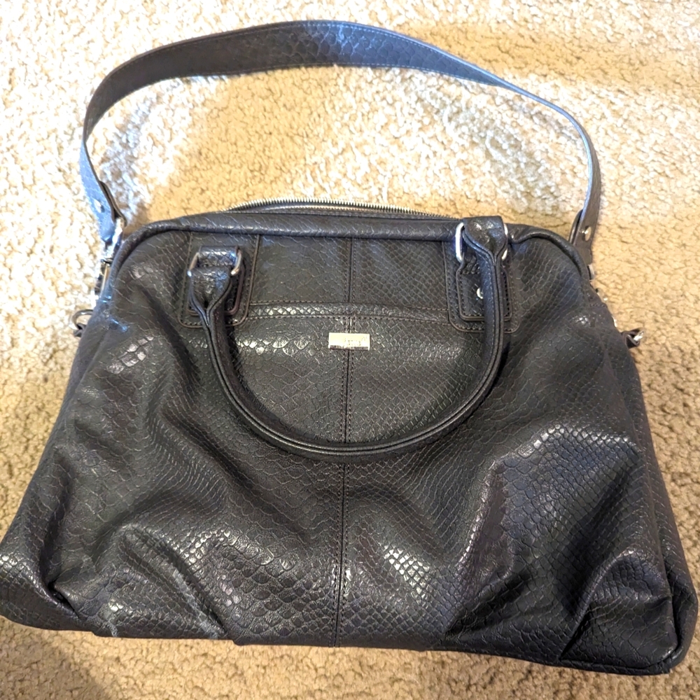 Jewell by Thirty-One Couture Street Gray Snake Leather Handbag